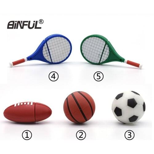 Cartoon usb flash drive 4g 8g 16g 32g 64g football Pen drive basketball memory stick tennis racket rugby u disk sports pendrive