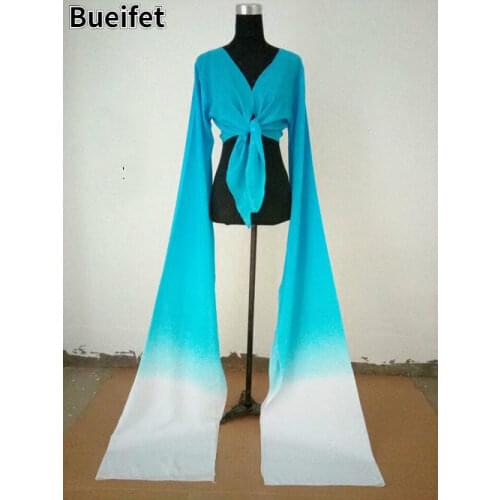 Chinese Classical Legend Dance Top Water Sleeves Costumes Long Sleeves Fan Poetry Fairy Stage Performance Clothing