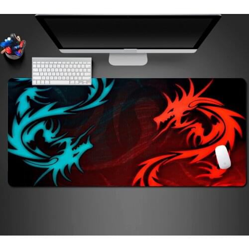 Cool Blue And Red Dragon Mouse Pad High Quality Rubber Lock Gamer Computer Keyboard Mouse Mat PC Gaming Mouse Pad To Gamer