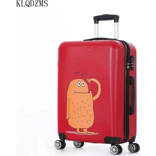 KLQDZMS 20/24/28inch Cartoon pattern ABS＋PC rolling luggage Simple women travel suitcase women carry on trolley bags on wheels