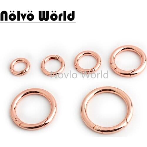 50pcs Rose gold 13/17/18/25/34/38mm spring gate ring clasps metal clasp for purse connecting ring hardware