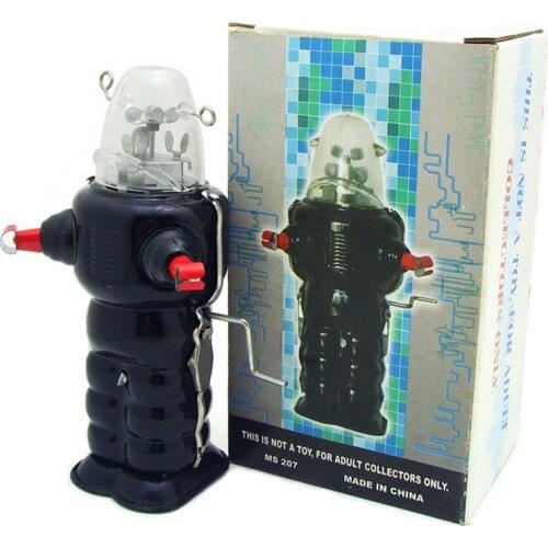 Collectible Antique Tin Toys Funny Metal Winding-up Walking Space Robots Craft Home Decoration