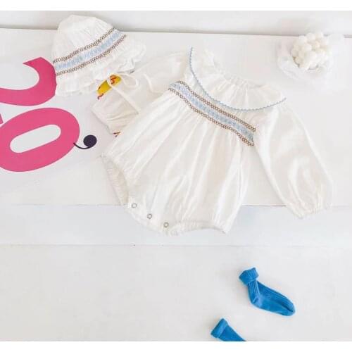 2PCS Spring Summer Newborn Baby Girls Vintage Princess Cotton Longsleeve Conjoined Baby Climb Clothes Rompers Bodysuitss Fashion