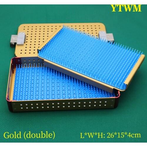 Surgical instrument sterilization box golden double aluminum alloy placed ophthalmic surgery tool instrument box