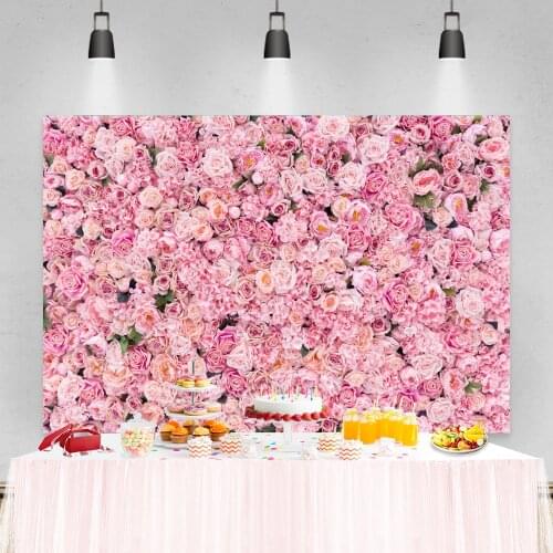 Laeacco Wedding Photophone Birthday Newborn Baby Shower Backgrounds Pink Flowers Roses Kids Portrait Photography Backdrops Props