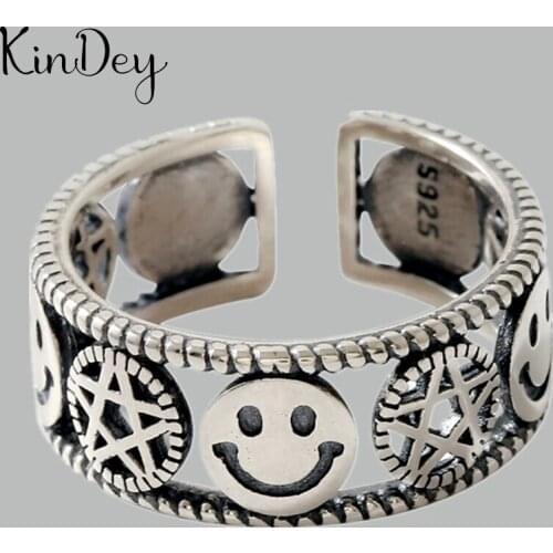 Summer Beach Vacation Knuckle Open Smile Face Rings for Women Girls Adjustable Finger Ring Charm Jewellery Wholesale Gifts