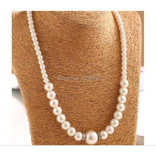 Best quality 2020 Fashion Autumn and winter Pearl inlaid set auger necklace,lavicle chokers short necklaces silver-plated