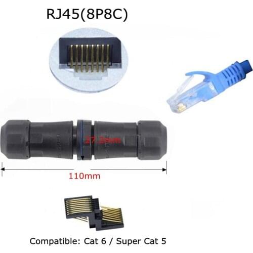 M20 RJ45 Waterproof Aviation Plug Socket IP68 Ethernet LAN RJ 45 CAT6 CAT5e Network Cable Connector Double Head Extender