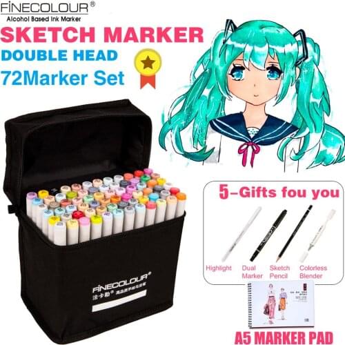 FINECOLOUR 36/48/60/72Color Art Marker Set Dual Head Alcohol Based Sketch Markers Pen for Artist Painting Color Design Marker Art Supplies