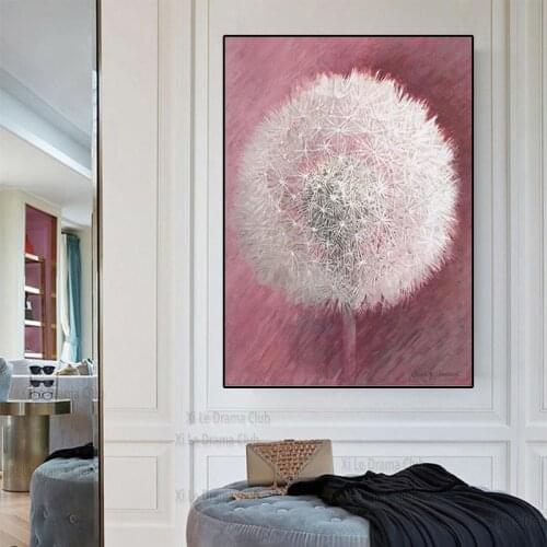Fashion Decoration Pink Dandelion Flower ChildrenS Living Room Furnishings Wall Art Canvas Painting Poster Home Decoration