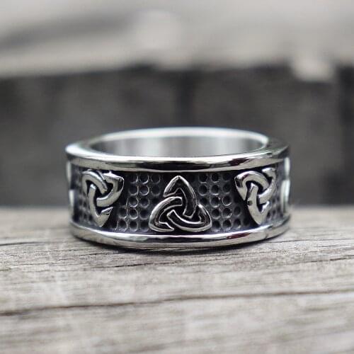 Viking Stainless Steel Celtics Knot Wedding Band Men Nordic Trinity Rings Womens Ring Promise Jewelry