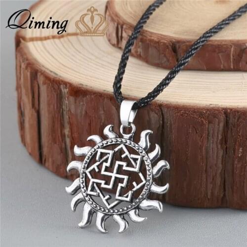 Valkyrie Symbol Viking Necklaces Woman Scandinavian Amulet Pendant Black Rope Necklace Jewelry Fashion Ethnic Necklace