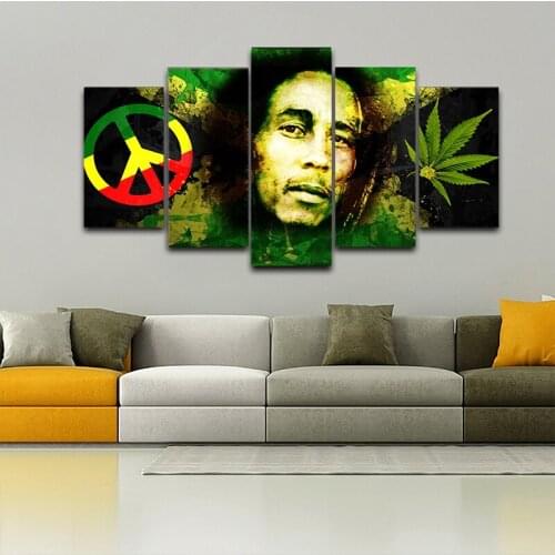 5 Art Modern High-definition Prints Bob Marley Posters Paintings on The Living Room Corridor Wall Home Decoration Without Frames