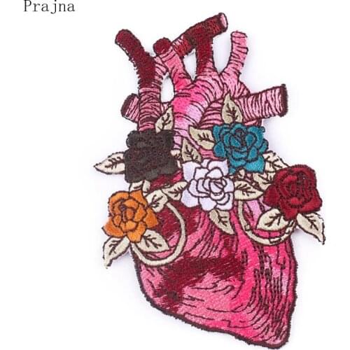 Prajna Showy Flowers Bloom in My Heart Patch Stylish Patches Stripe Iron On Patch for Clothing Sewing Fabric DIY Appliques
