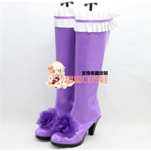 Rozen Maiden Barasuishou Rose Crystal Purple Cosplay Shoes Boots X002