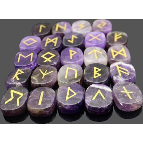 24+1 Pcs/Set Runes natural crystal oval Ornaments Divination Fortune-telling Healing Meditation Gift Jewelry