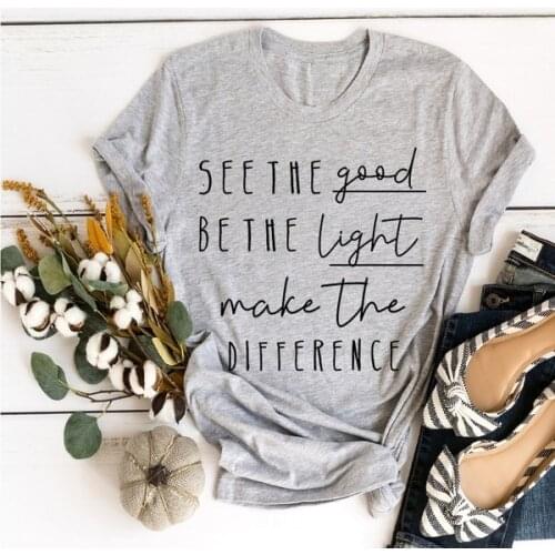 See the light be the light make the different christian t shirt women fashion unisex pure cotton religion slogan tees tops L452