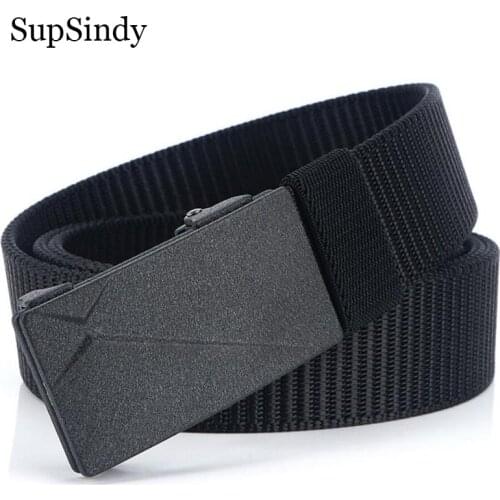 SupSindy Mans Canvas Belt Nylon Metal Automatic buckle Army military tactical belts for Men luxury jeans Waistbrand Male strap