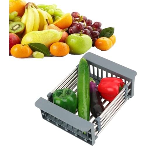 Telescopic Sink Storage Rack Dish Drying Rack Drain Basket Stainless Steel Adjustable Sink Dish Drainers Kitchen Organizer