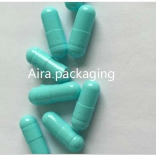 Light Blue Empty Capsule Shells Gelatin Medicinal Powder Refillable Container Cosmetic Mask Bottle Size 0