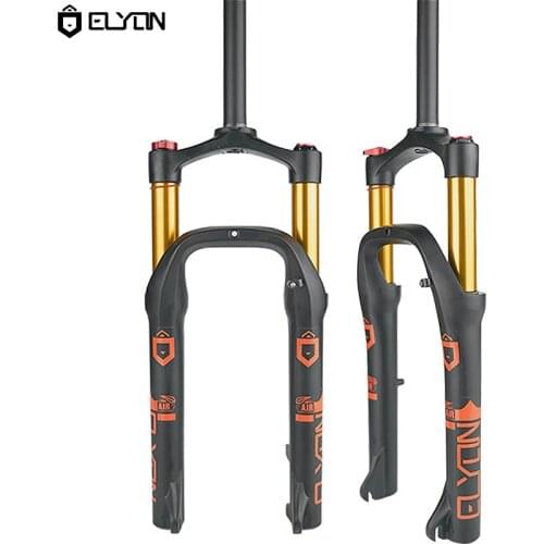 ELYON MTB Bicycle Fork 20 26 inch Mountain Snow Bike Fat Fork Oil Air Pressure Suspension Fork 4.0" Tire 135mm Fat Forks