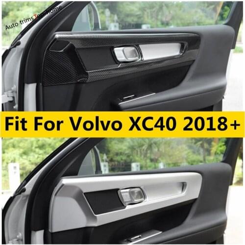Yimaautotrims Inner Door Handle Doorknob Bowl Cover Trim Fit For VOLVO XC40 2018 - 2021 Matt Carbon Fiber ABS Interior Mouldings