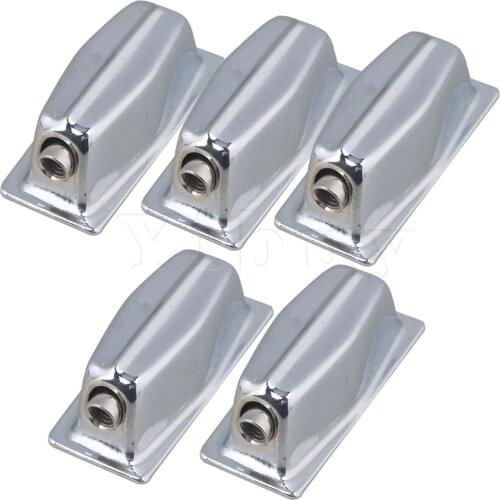 Yibuy 5pcs 5.8x2.5x2cm Silver Metal Single End Tom Drum Lugs 1.6cm Hole Diameter without Mounting Screws for Drum Set Parts