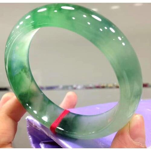 Jewelry natural Burmese jadeite 54mm-64mm ice green bracelet elegant princess bracelet best light gift