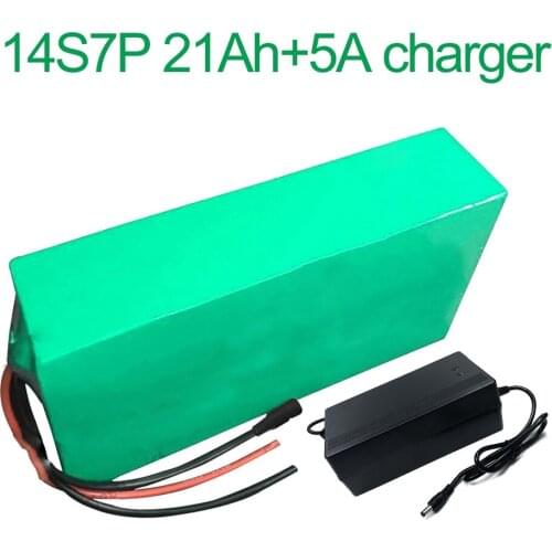 With 5A charger 52V 21Ah 14S7P 18650 Li-ion Battery Pack E-Bike Ebike electric bicycle 280*140*70mm