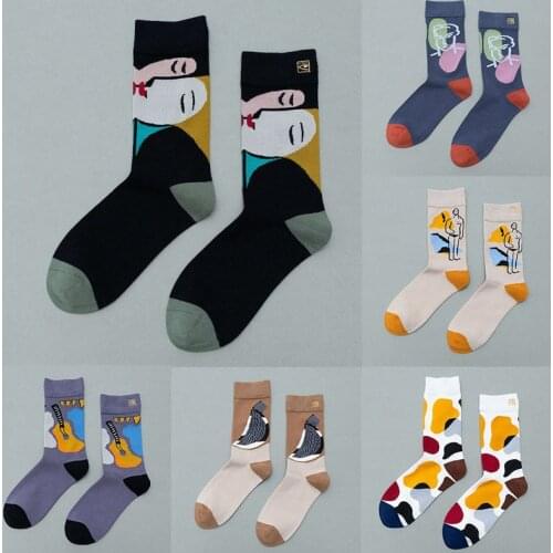 Mid Tube Socks for Women Streetwear Style 1Pair Graffiti Cotton Breathable Crew Socks Harajuku Style