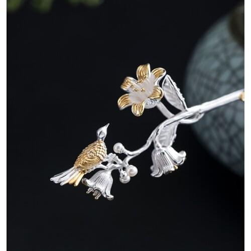 Genuine 925 Sterling Silver Hair Sticks for Women Animal Bird Flower Chinese Hairstick Hair Accessories Vintage Luxury Jewelry