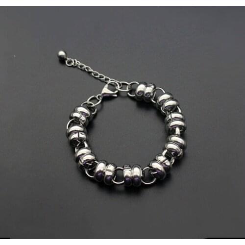Charm Silver Color 316L Stainless Steel Bracelets & Bangles for Women 7mm 9mm Width Extension Chain Wrist Band Jewelry Gift