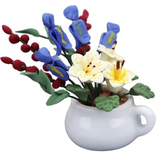 1:12 Mini Dollhouse Artificial Plant Pot Decor Toy Flower Miniature Ornament