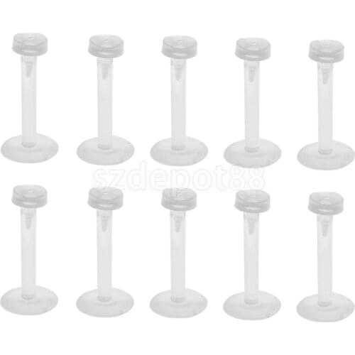 10Pcs Transparent White Nose Stud Barbell Lip Tongue Navel Piercing Jewelry