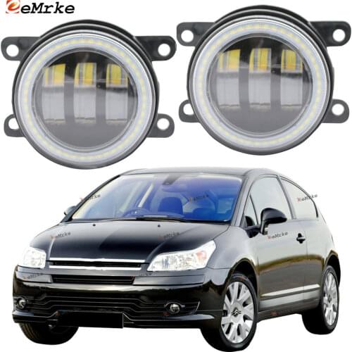 2PCS Led Angel Eye DRL for Citroen C4 Typ L 2004 2005 2006 2007 LED Fog Lights Lamp 2-colors Lens Daytime Running Light 12V DRL