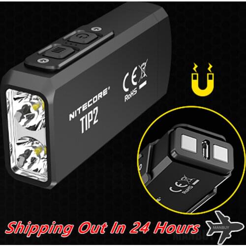 2021 NITECORE 720 Lumens TIP2 USB Rechargeable 2x CREE XP-G3 S3 LED KeyLight Built-In Battery EDC Flashlight with Magnetic Tail
