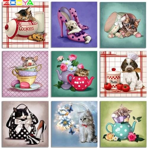 5D Diamond Painting Animal Cute New Crystal Cup Diamond Embroidery Animal Diamond Mosaic Paintings Home Decortion Gifts Er070