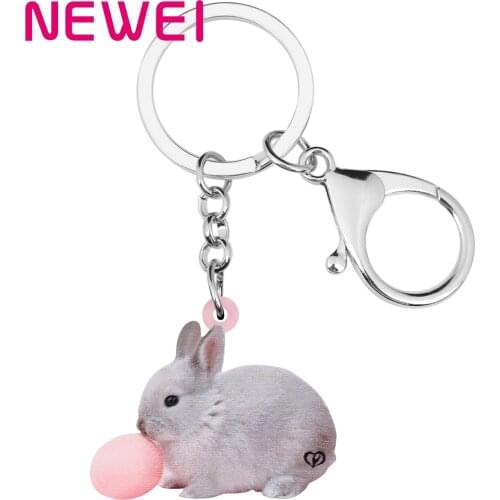 Newei Acrylic Easter Eggs Hare Rabbit Bunny Keychains Big Long Pet Animal Keyring Jewelry For Women Teen Gift Bag Car Decoration