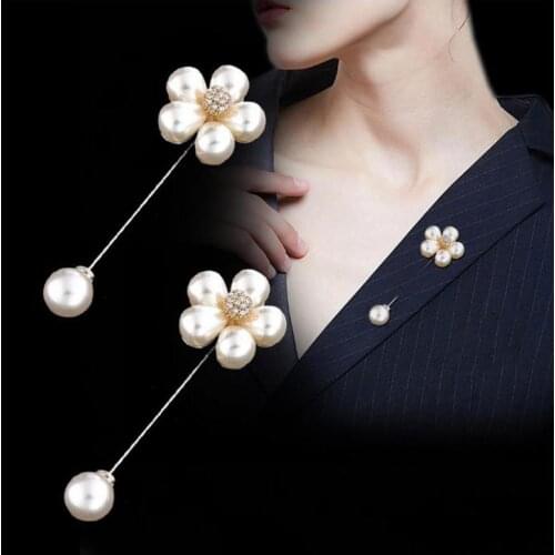 1Pcs Simple Fashion Vintage Pearl Brooch Flower Shirt Sweater Pin Wedding Jewelry Accessories