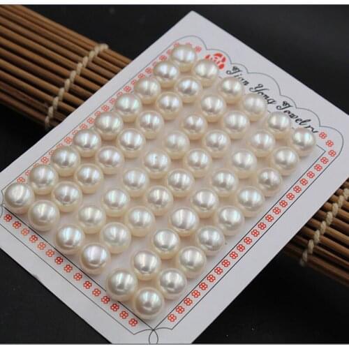 Natural Freshwater Pearl Loose Beads Bread Shaped Naked Beads Half Hole Beads Used for DIY Handmade Earrings Jewelry Accessories