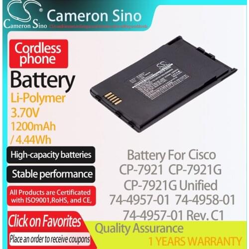 CameronSino Battery for Cisco CP-7921 CP-7921G CP-7921G Unified fits Cisco 74-4957-01 Cordless phone Battery,Landline battery