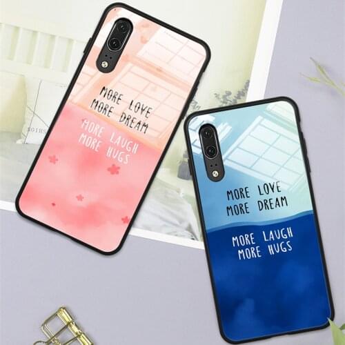 For Huawei Honor Play 4t Pro 3 Case Pink and Blue Hard Tempered Glass back silicone Cover For Honor Play 3 4t magic 2 Casing