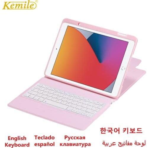 Spanish Keyboard Case For iPad 8th generation 10.2 2020 Case W pencil holder funda For iPad Air 3 10.5 7th 8th 10.2 case Keypad