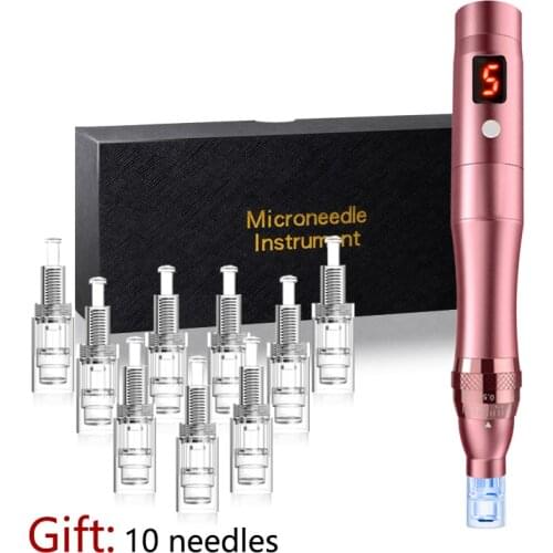 DARSONVAL USB Recharged Pink Replace Needle Cartridge Screw Micro Needling Tattoo-Machine Silver Microneedle derma rolling nano