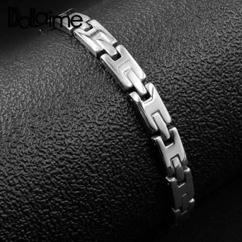 Dolaime Gift summer Fashion Unisex Stainless Steel Silver Color Polished H-shaped bracelet BS039