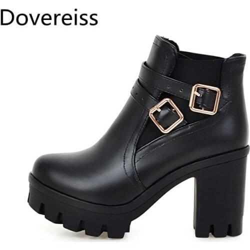 Dovereiss Fashion Womens Shoes Winter Sexy white platform Short boot Elegant sexy Chunky heels Concise Mature Short boots 43