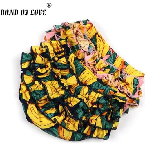 Baby Girls Cotton Tutu Ruffle Shorts Banana Printed Baby Toddler Girls Boys Bloomer Diaper Cover Infant Newborn Clothes Bloomers