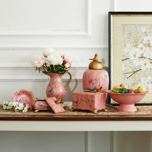 Exquisite pattern home ceramic ornament anti slip base decoration handicraft Vase ornament