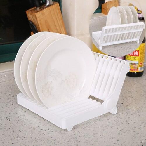 Creative and Fashionable Kitchen Storage Folding Dish Rack Desktop Cabinets Plastic Drain Dish Rack Dish Tableware Rack