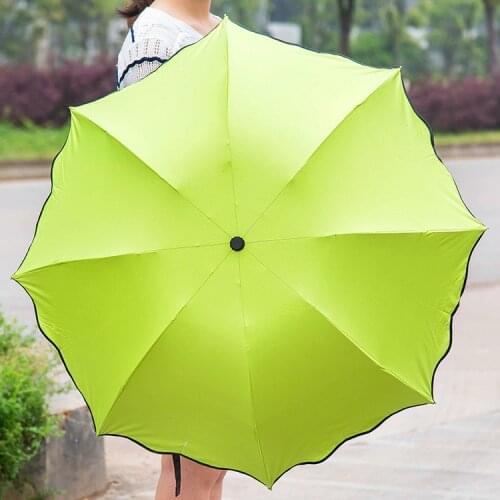 Creative flowering water umbrella UV sunscreen umbrellas Windproof Three Folding Compact Rain Travel Umbrellas fashion